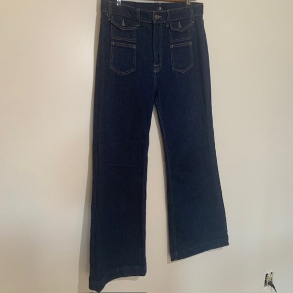 7 For All Mankind Explorer Modern Dojo High Waist Wide Leg Boho Jeans Size 31 - Picture 2 of 8